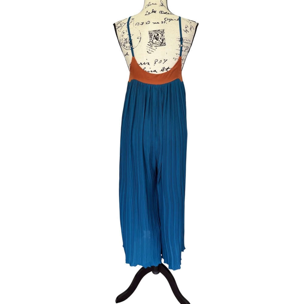 Nasty Gal Collection Plisse Wide Leg Jumpsuit Teal Orange Two Tone Size 4‎ - Picture 6 of 16